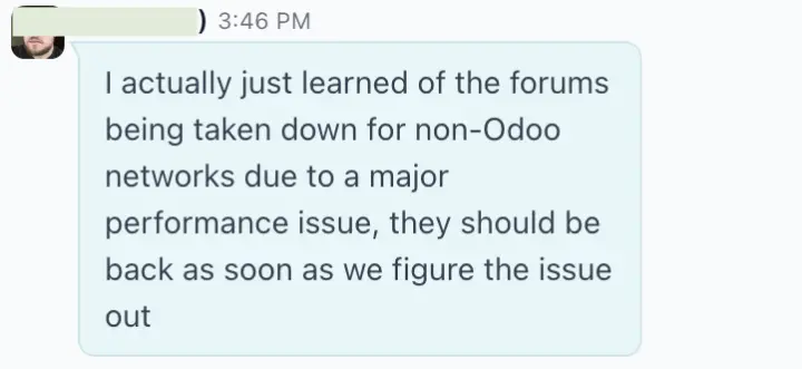 Screenshot of an HTTP 529 error on the Odoo forum.