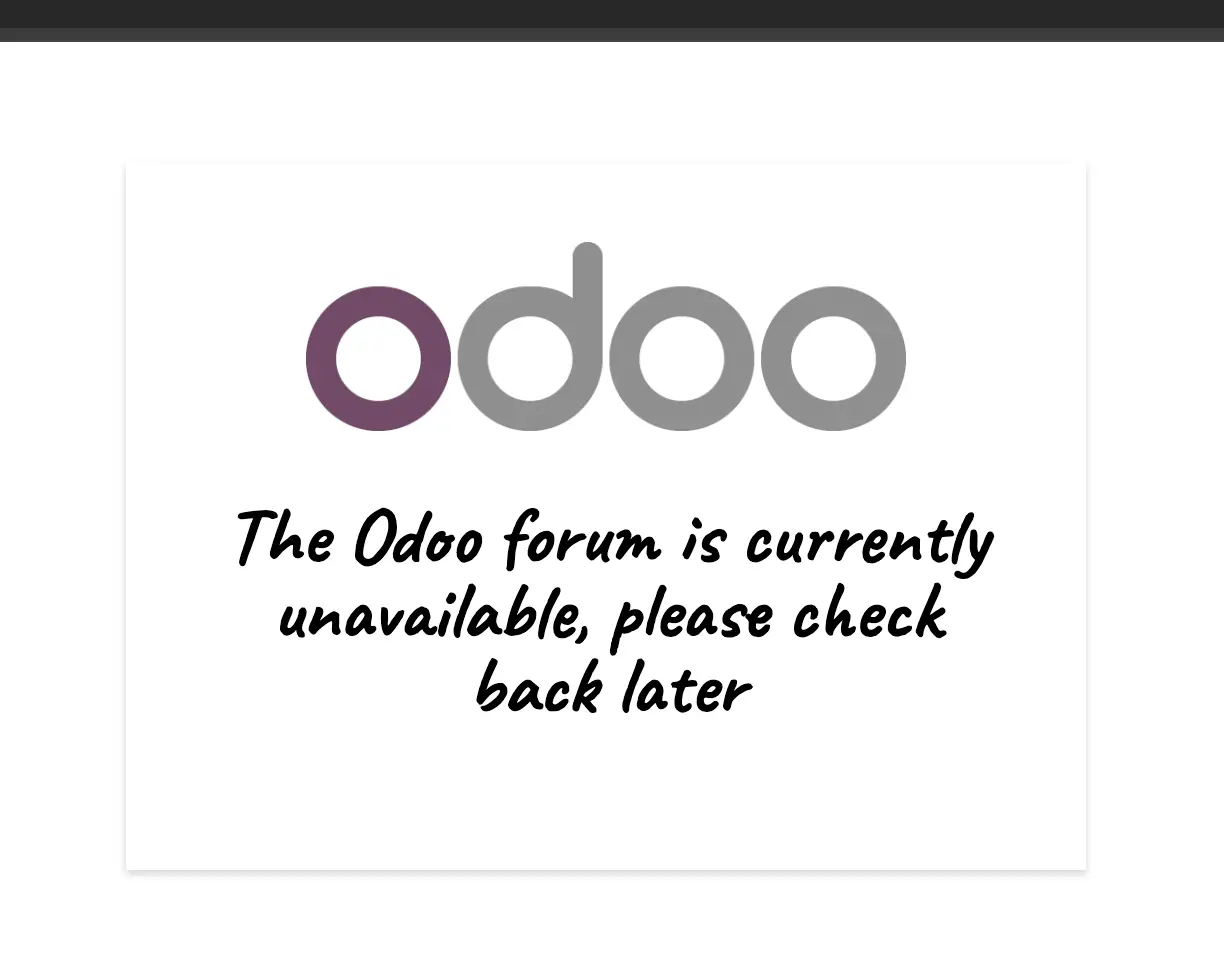 Banner - the odoo forum is unavailable.