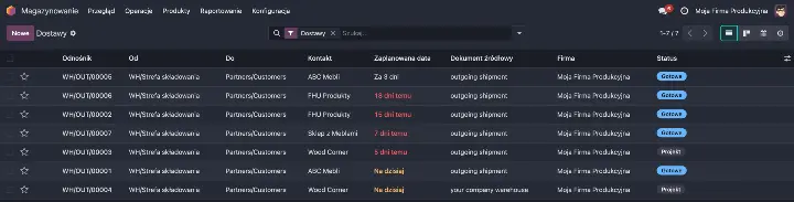 Image 2. Preview of the deliveries list.
