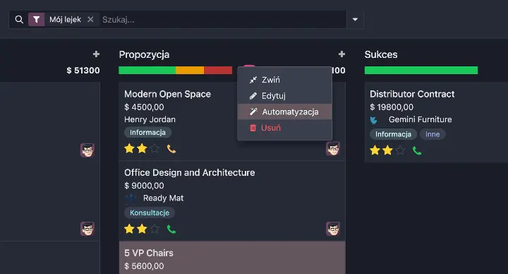 Image showing where to find the automations tab in Odoo CRM.
