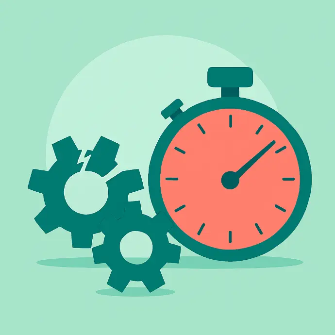 Broken gears with clock