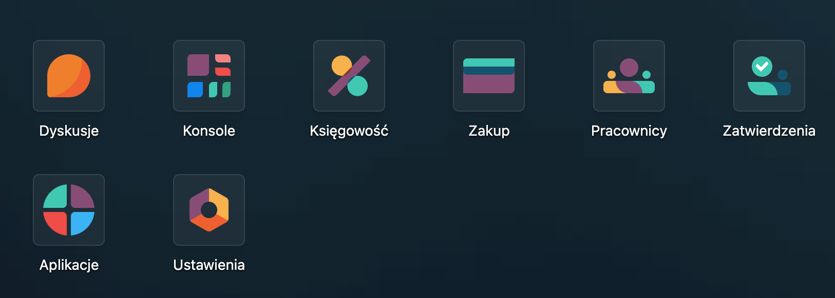 Widok modułu Approvals wsród innych modułów - panel główny Odoo.